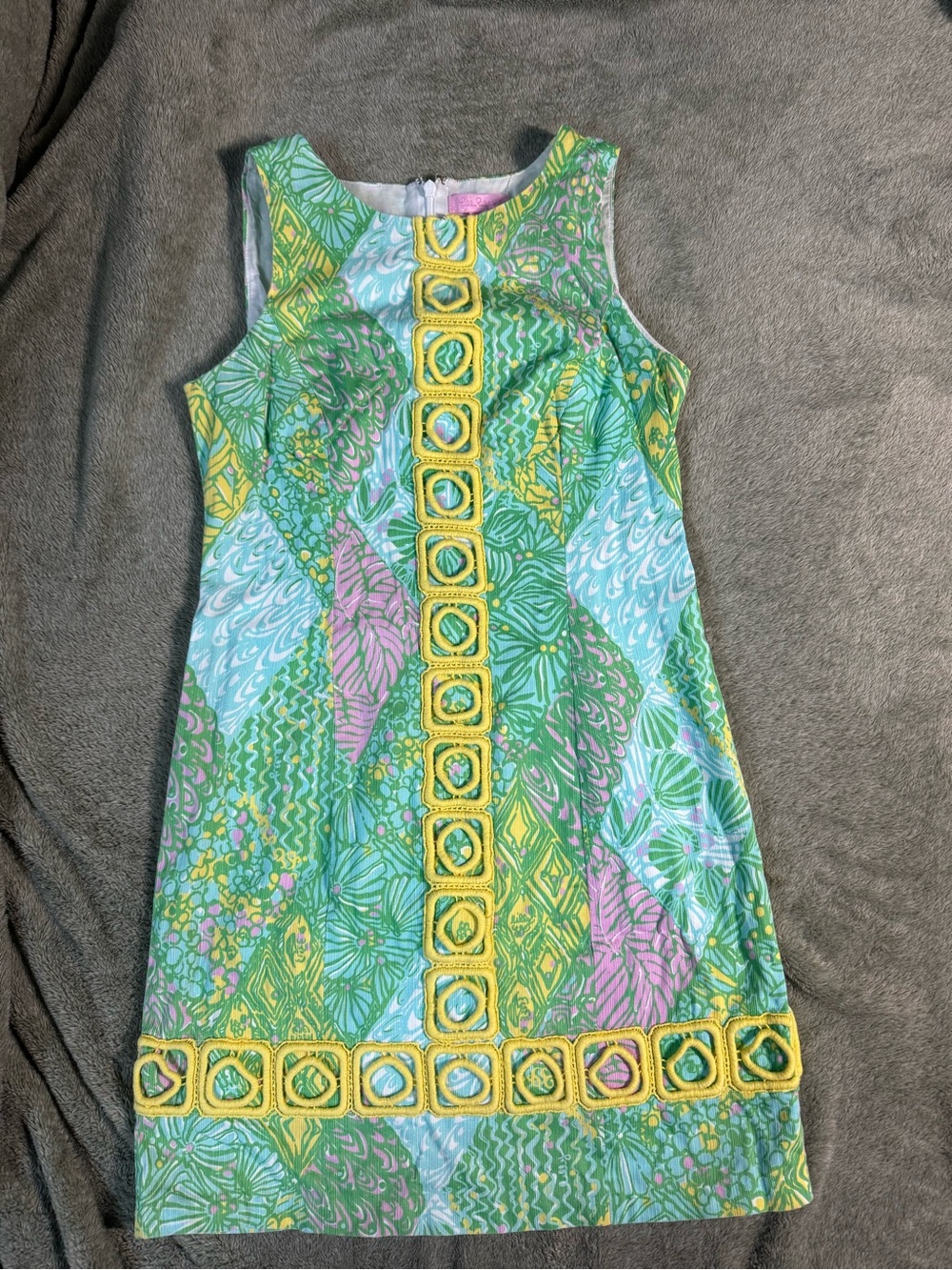 Lilly Pulitzer Green and Yellow Patterned Shift Dress